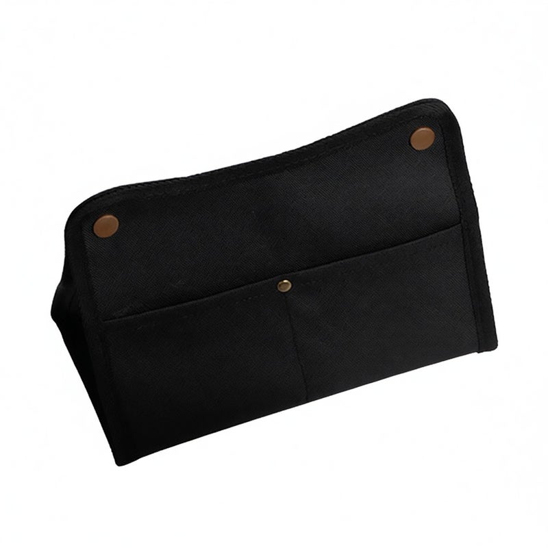 Portable Tissue Holder Black Waterproof Surface 3D Multi-Pocket Design - Dual Storage Pockets Items Storage Bag for Outdoor Camping, Desktop Use - Image 1