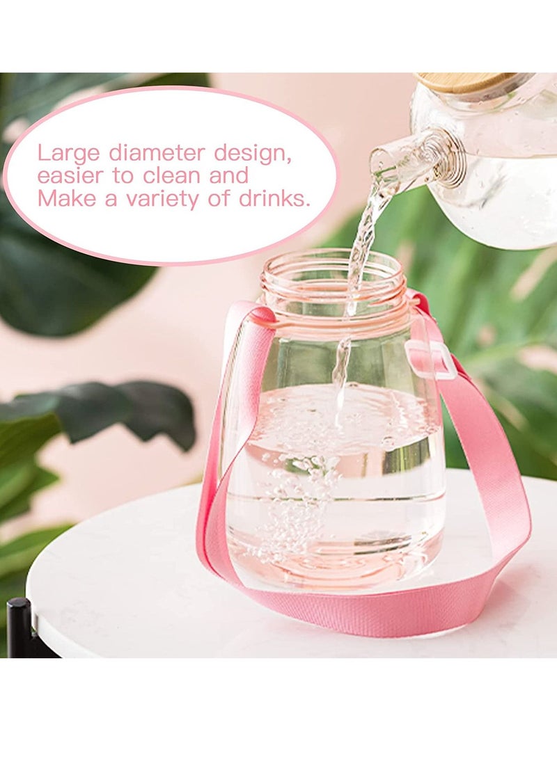 1500 ML Cute Water Bottle with Straw handle and Stickers Pink Bottle Aesthetic Water Bottle for Women Sports Suitable for Travel Long Distance with Large Capacity - Image 2