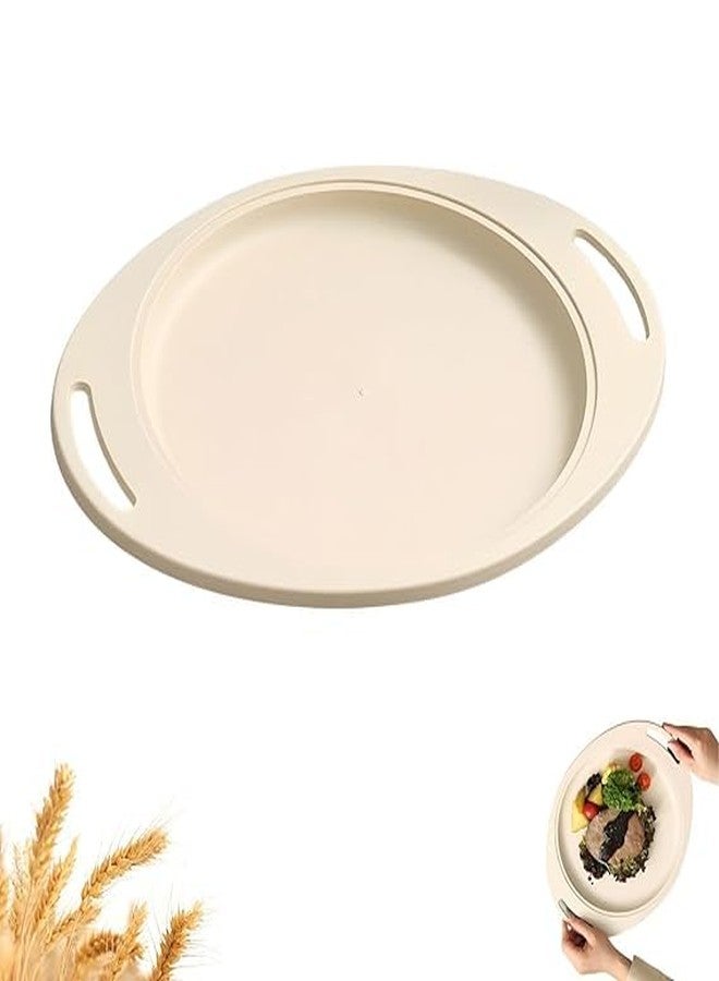 VORTIPU Wheat Straw Serving Trays with Handles, Lightweight, Unbreakable, BPA-Free Platters for Dinner, Snacks, Breakfast, Microwave & Dishwasher Safe Oval Plates for Kitchen, Camping (1, Beige) - Image 1