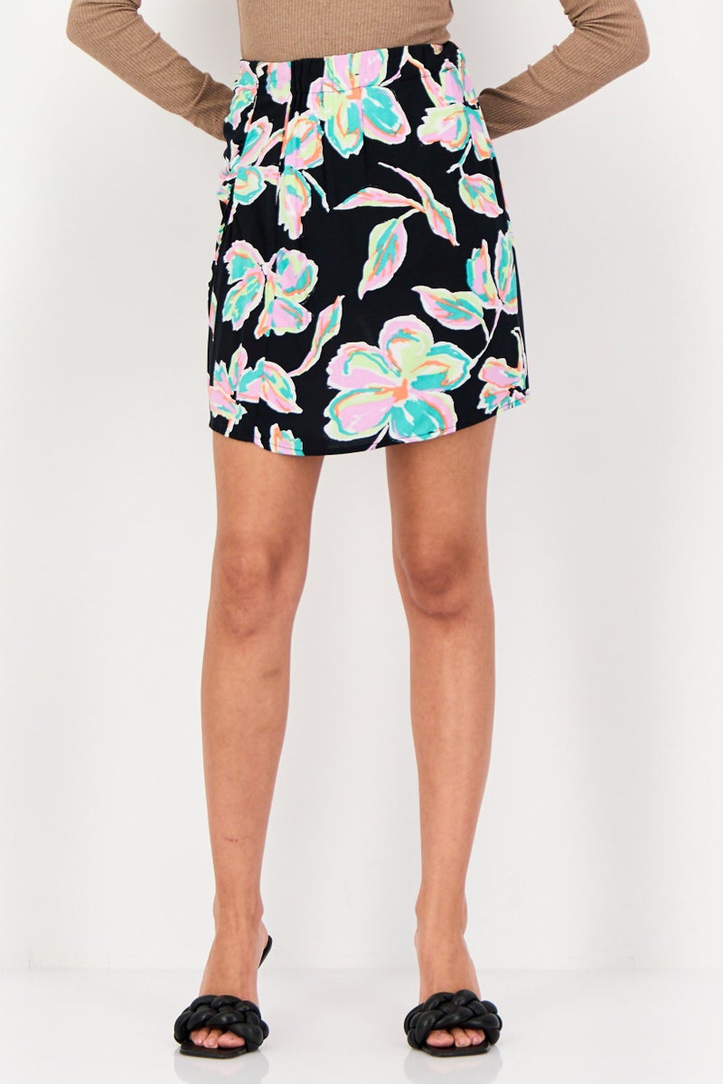 Lefties تنورة قصيرة مزخرفة بالورود للنساء، متعددة الألوان - Image 1