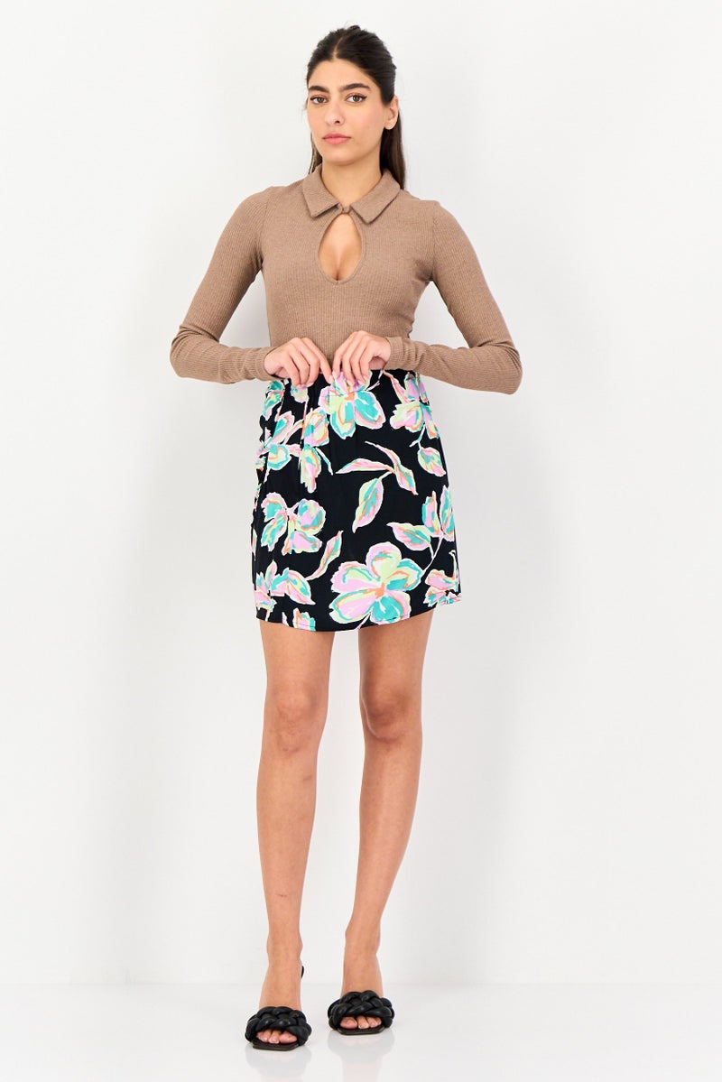 Lefties تنورة قصيرة مزخرفة بالورود للنساء، متعددة الألوان - Image 3