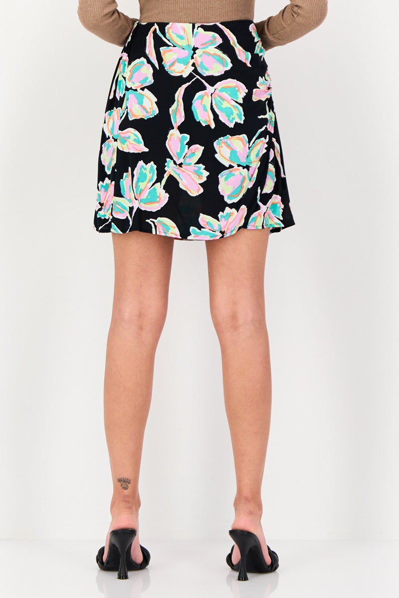 Lefties تنورة قصيرة مزخرفة بالورود للنساء، متعددة الألوان - Image 2
