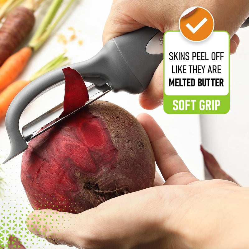 Spring Chef Premium Swivel Vegetable Peeler, Comfortable Handle and Ultra Sharp Stainless Steel Blades - Perfect Kitchen Peeler For Veggie, Fruit, Potato, Carrot, Apple - Gray - Image 4