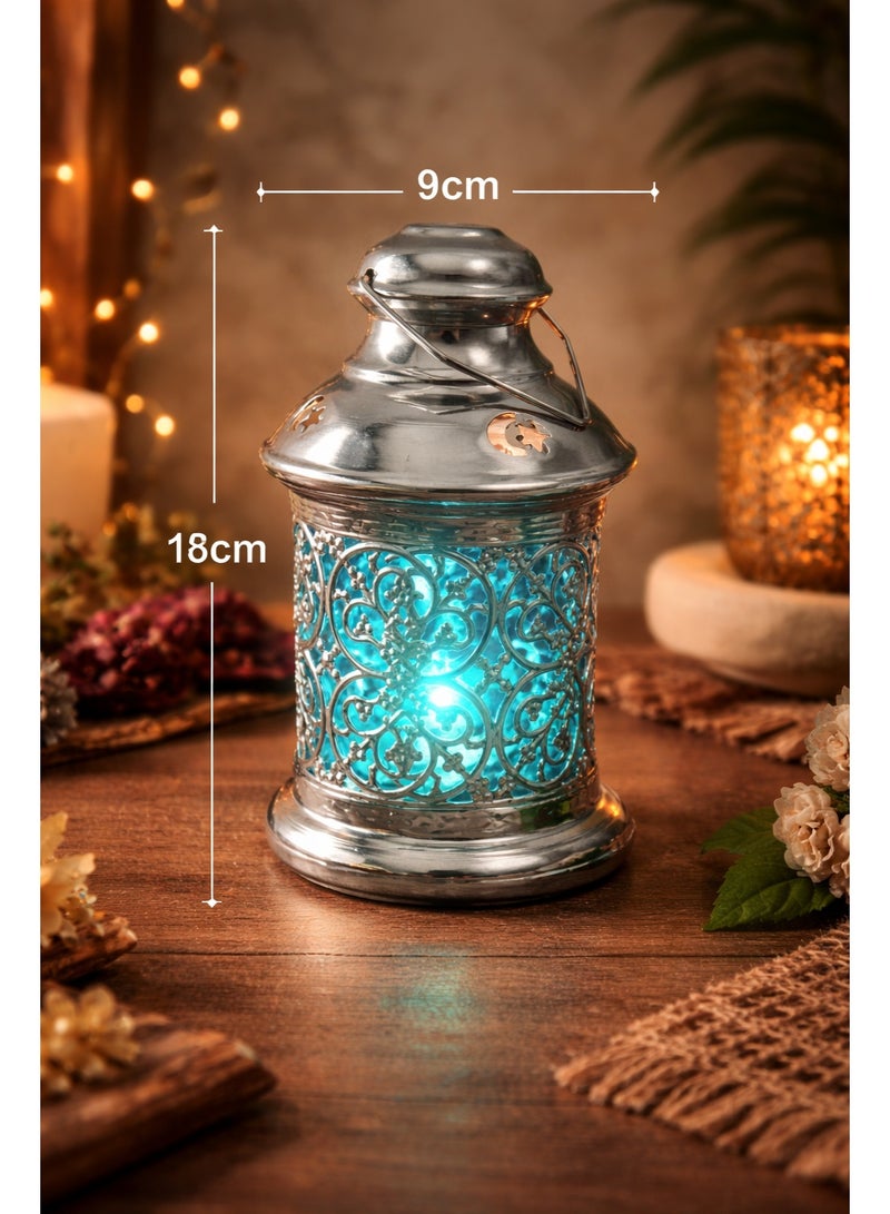 Silver Metal Decorative Lantern 18 × 9 Cm – Suitable For Incense & Led / Wax Candles - Image 1
