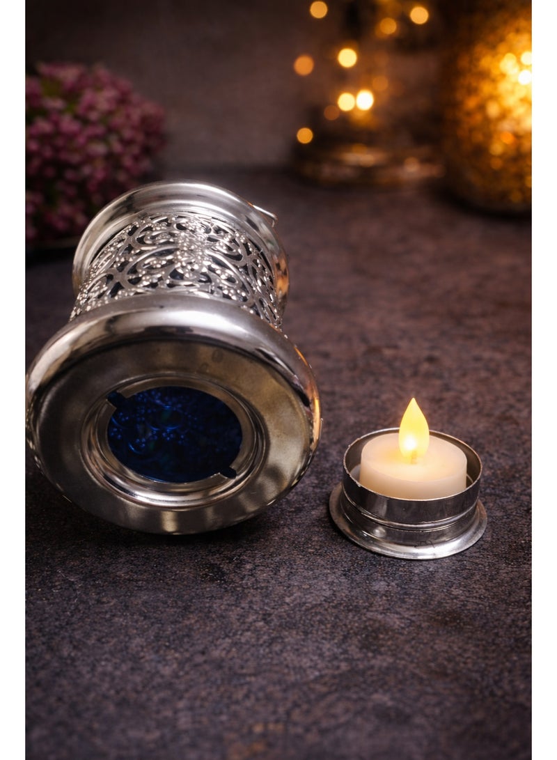 Silver Metal Decorative Lantern 18 × 9 Cm – Suitable For Incense & Led / Wax Candles - Image 3