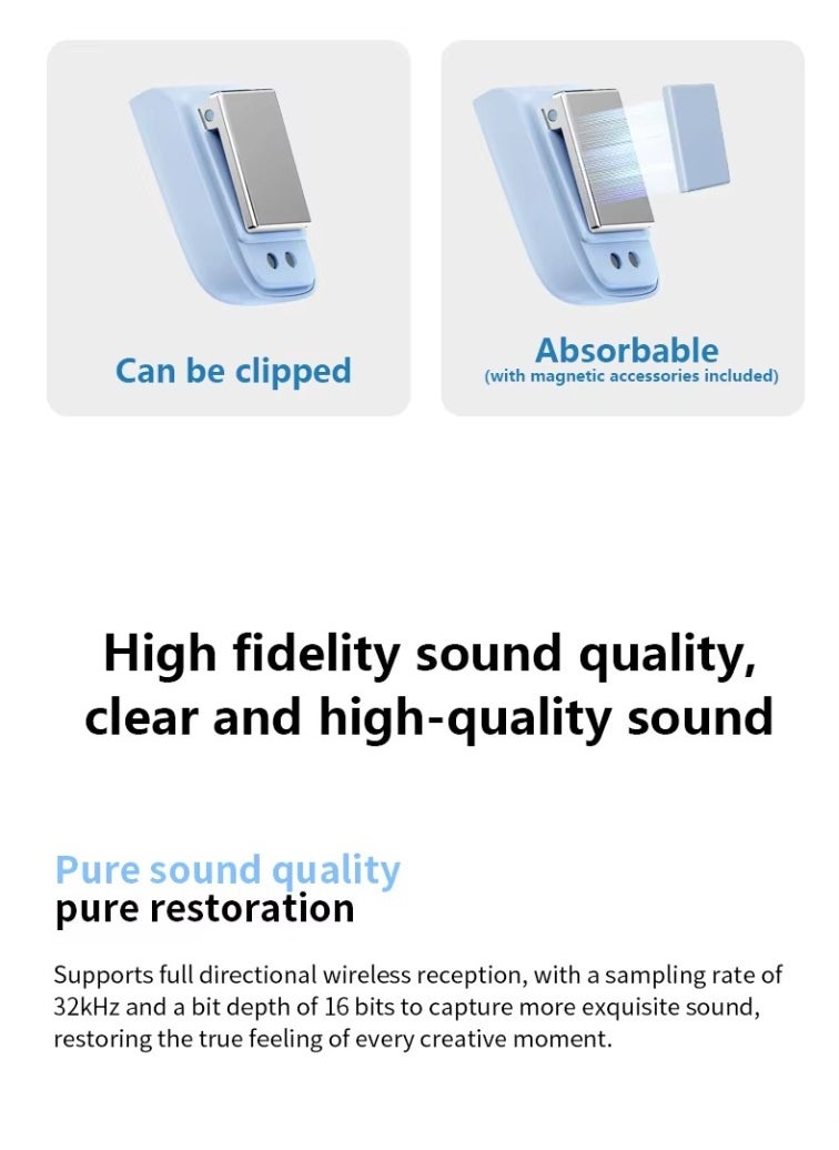 MOCOM M8 Mini One-to-Two Wireless Lavalier Microphone Kit | Intelligent Noise Cancellation | Omni-Directional | Portable Type-C & iPhone Compatible Mic for Live Streaming, Interviews, Vlogging & Stage Performance | Compact & Stylish Design  - Image 5