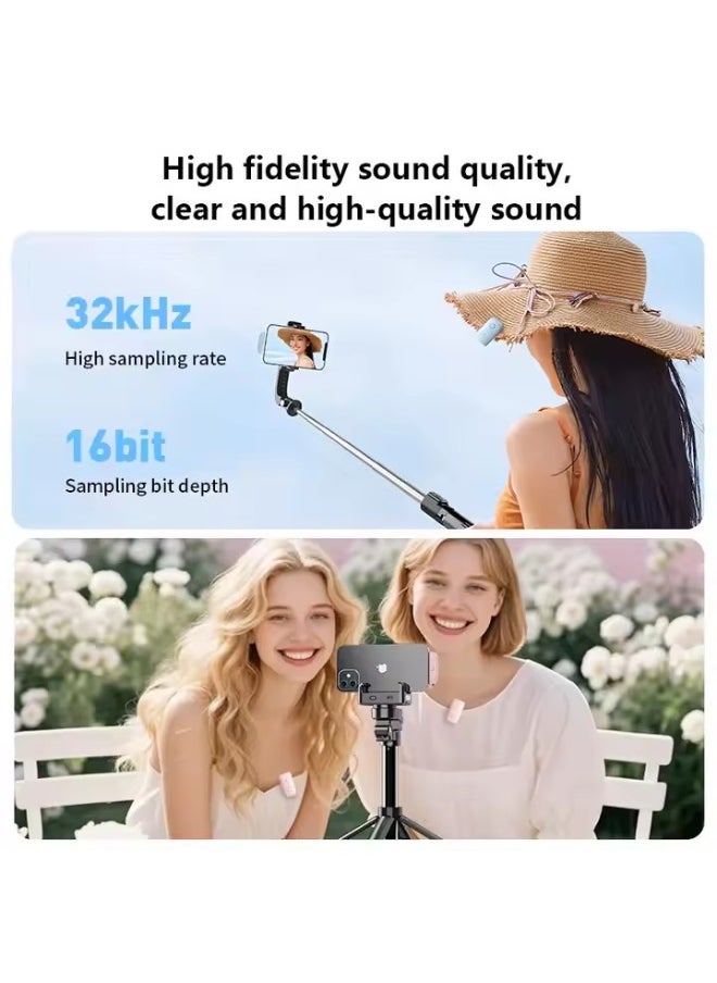 MOCOM M8 Mini One-to-Two Wireless Lavalier Microphone Kit | Intelligent Noise Cancellation | Omni-Directional | Portable Type-C & iPhone Compatible Mic for Live Streaming, Interviews, Vlogging & Stage Performance | Compact & Stylish Design  - Image 3