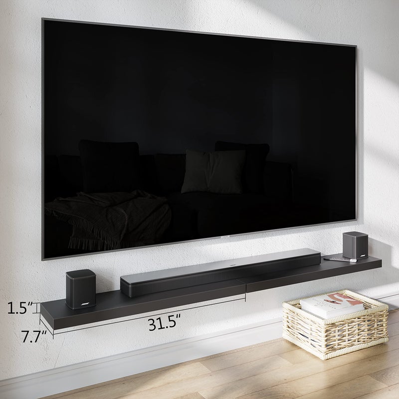 BAMEOS Floating Shelves, 31W x 8D Black Wall Mounted Wooden Shelves with Invisible Brackets Set of 2, Hanging Wall Shelves Decoration for Bedroom, Bathroom, Living Room and Kitchen - Image 2