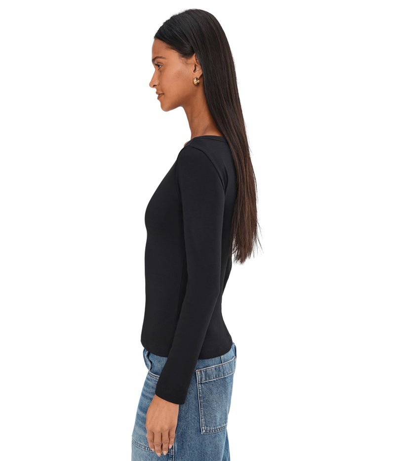 Made Well Madewell, Womens, The '90s Boatneck Tee in Compact Cotton, Jet Black, Small - Image 3