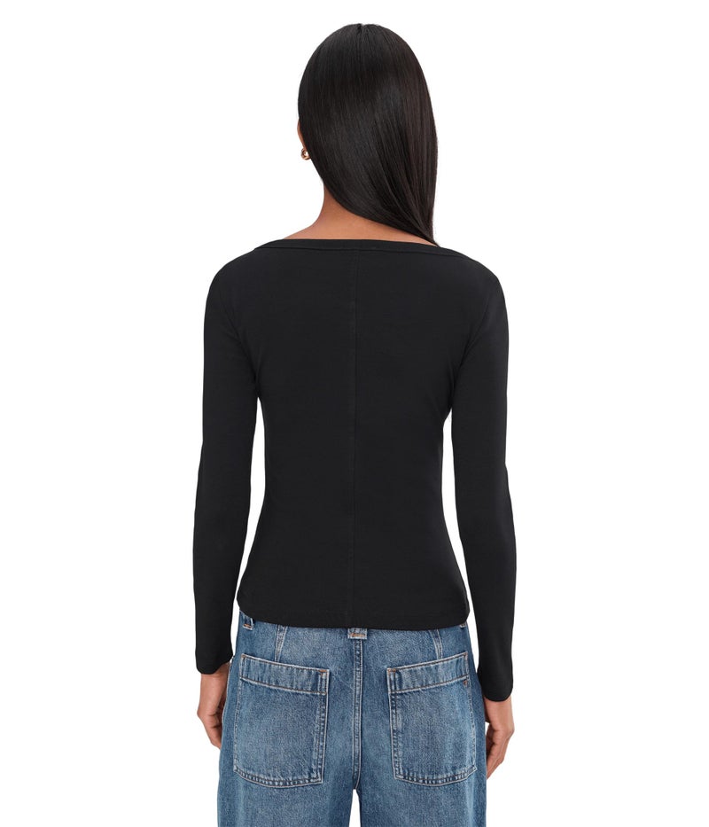 Made Well Madewell, Womens, The '90s Boatneck Tee in Compact Cotton, Jet Black, Small - Image 4