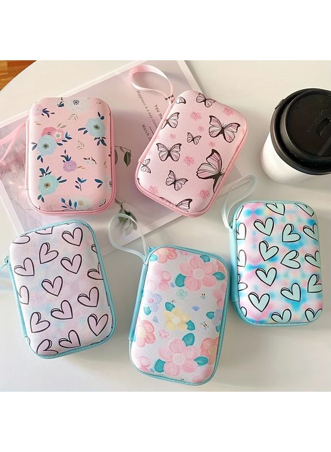 Butterfly Style Pink Blue EVA Tech Organizer Case For USB Drives Cables Hard Drives Travel Storage - Image 1