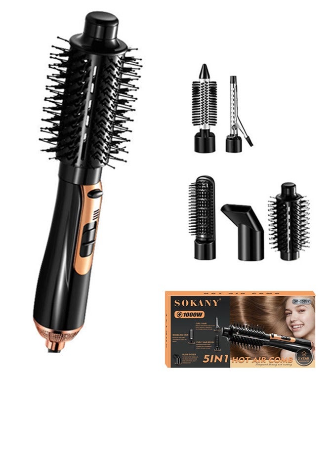 سوكاني فرشاة تصفيف الشعر 5 في 1، مصفف شعر متعدد الاستخدامات بقوة 1000 واط مع 5 رؤوس فرشاة، مجموعة فرشاة هواء ساخن لتجفيف الشعر/فرده/تجعيده/تمشيطه - Image 1