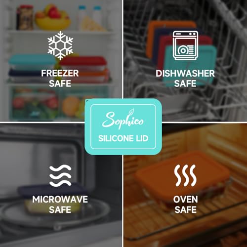 Sophico 3 Cup Rectangle Silicone Storage Cover Lids Replacement for Pyrex 7210-PC Glass Bowls, Container not Included (MINT, 2 Pack) - Image 5