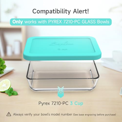 Sophico 3 Cup Rectangle Silicone Storage Cover Lids Replacement for Pyrex 7210-PC Glass Bowls, Container not Included (MINT, 2 Pack) - Image 2