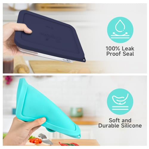 Sophico 3 Cup Rectangle Silicone Storage Cover Lids Replacement for Pyrex 7210-PC Glass Bowls, Container not Included (MINT, 2 Pack) - Image 4