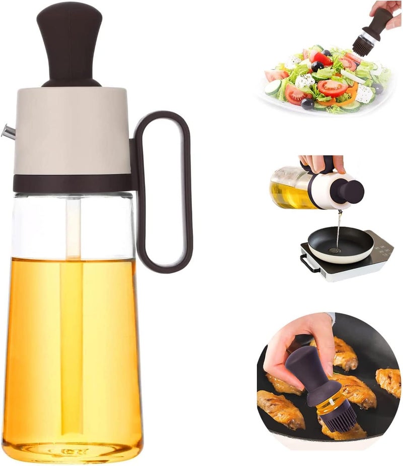 Cazuela 2 in 1 Glass Olive Oil Dispenser Bottle with Silicone Brush Vinegar Soy Sauce Dispenser Silicone Dropper Oil Dispenser Bottle for Kitchen Cooking Baking BBQ Basting Pastry Brushes
