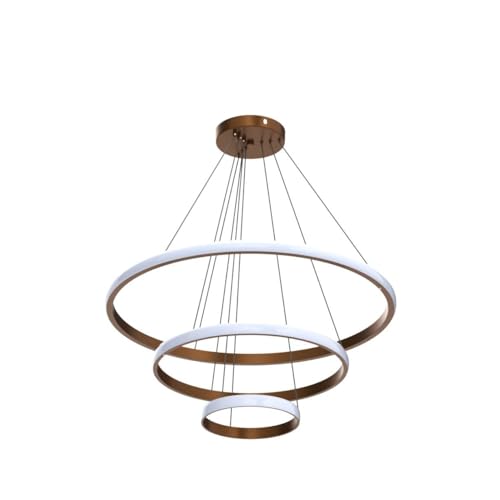 BLISSBELLS Modern LED 3 Ring Pendant Chandelier Light | Contemporary Hanging Ceiling Lamp | Warm White Decorative Lighting Fixture | Gold Finish | Ideal for Dining Room, Living Room, Kitchen Island & Hall - Image 4