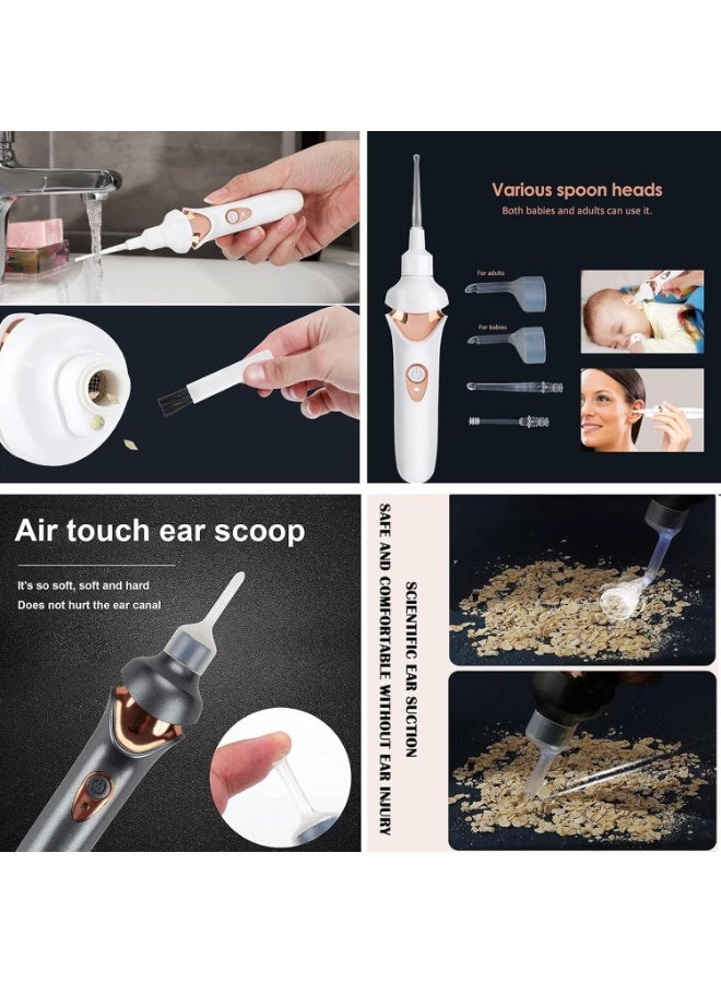 Bukela 5-in-1 Electric Ear Scoop Electric Children's Ear Scoop Safety Painless Earwax Remover Cordless Vacuum Ear Wax Cleaning Tool Painless Ear Cleaning Tool for Whole Family, White - Image 4
