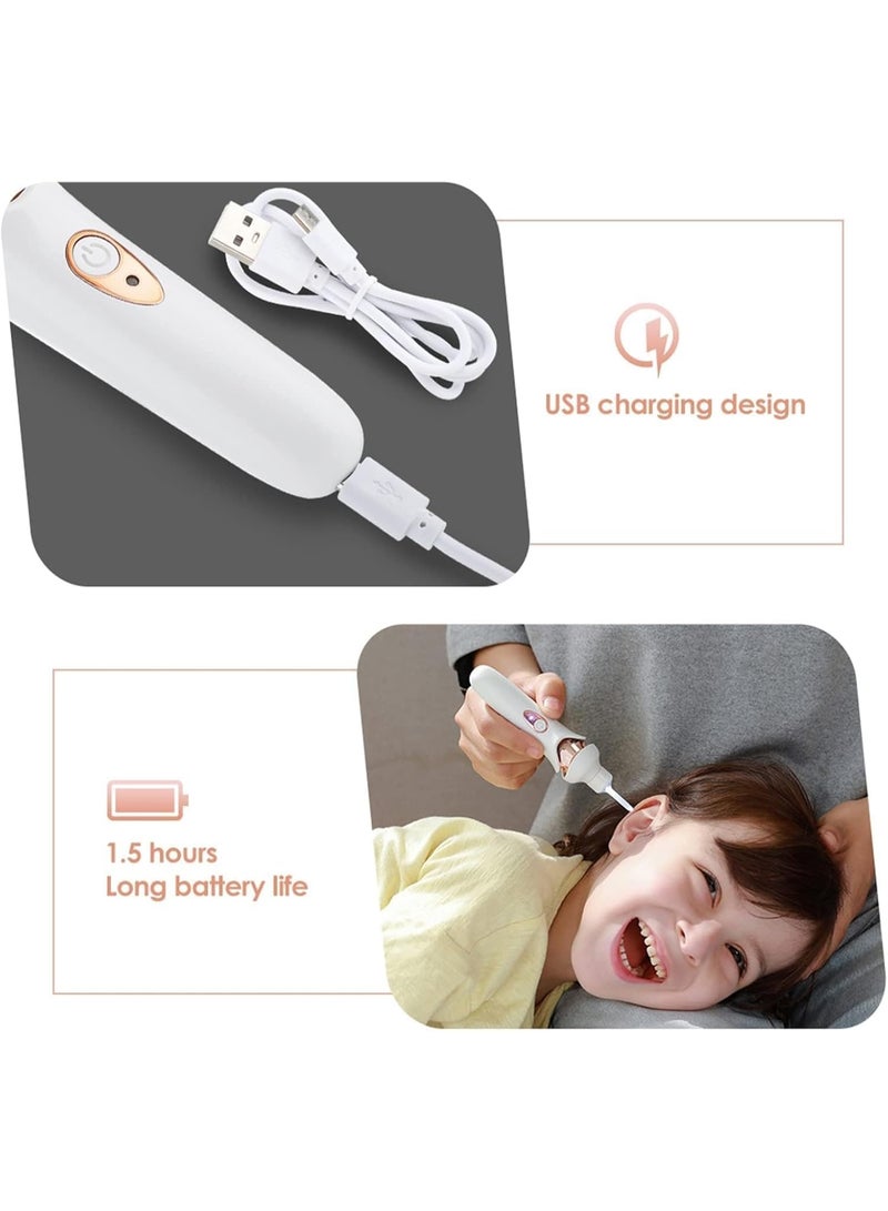 Bukela 5-in-1 Electric Ear Scoop Electric Children's Ear Scoop Safety Painless Earwax Remover Cordless Vacuum Ear Wax Cleaning Tool Painless Ear Cleaning Tool for Whole Family, White - Image 5