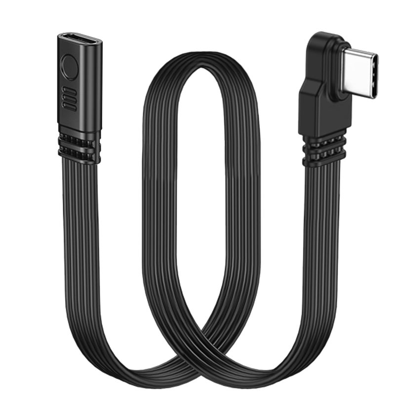 Short 90 Degree USB Type C 2.0 Flat Cable,PD 65W USB C 2.0 Fast Charge Cord,Data & Fast Charging Sync Cord,Short USB Type C Flat Soft Data Cable,for Phone (Side Male to Female, 0.1M)