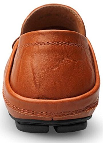 Go Tour Men's Premium Genuine Leather Casual Slip On Loafers Breathable Driving Shoes Fashion Slipper Brown 9.5/44 - Image 5
