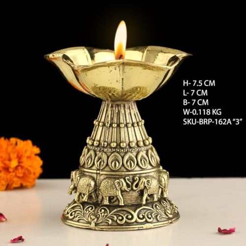 INDICAST Religious Brass Diya for Puja | 3" Arti Deepak Deepam Oil Lamp for Worship and Festivities | Perfect for Pooja Rituals (Weight - 110gm) - Image 2