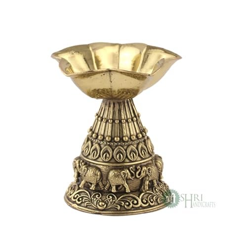 INDICAST Religious Brass Diya for Puja | 3" Arti Deepak Deepam Oil Lamp for Worship and Festivities | Perfect for Pooja Rituals (Weight - 110gm) - Image 3