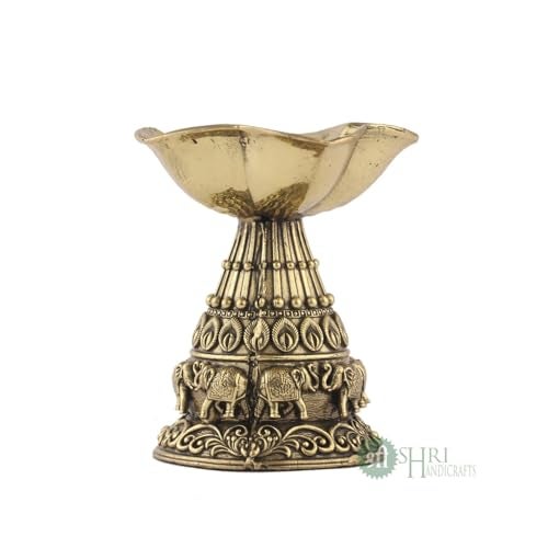 INDICAST Religious Brass Diya for Puja | 3" Arti Deepak Deepam Oil Lamp for Worship and Festivities | Perfect for Pooja Rituals (Weight - 110gm) - Image 4