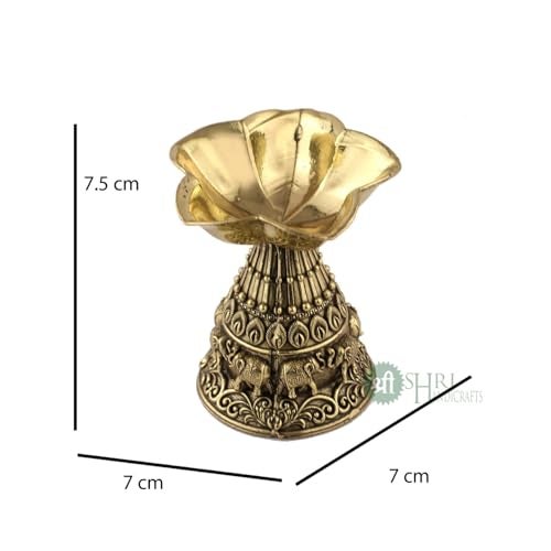 INDICAST Religious Brass Diya for Puja | 3" Arti Deepak Deepam Oil Lamp for Worship and Festivities | Perfect for Pooja Rituals (Weight - 110gm) - Image 5
