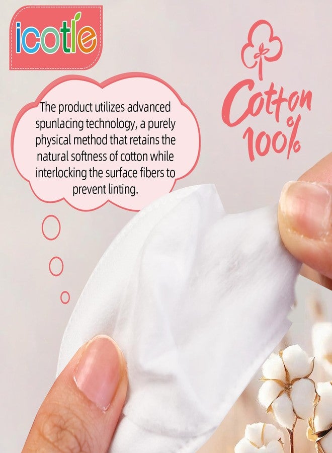 ICOTLE Oval Cotton Pads (100 Count) Ultra-Soft Cotton Ovals 100% Cotton Spunlace Purely Physical Technology, Large Makeup Remover Pads Facial Cotton Pads for Makeup Removal, Cleansing, Toner Application - Image 3