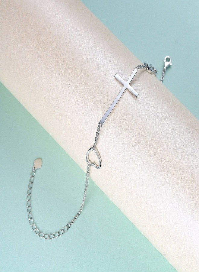 DAOCHONG 925 Sterling Silver Religious Cross Bracelet In Faith Hope Love Bracelet Christian Infinity Love Classic Jewelry 7 inches to 9 inches - Image 5