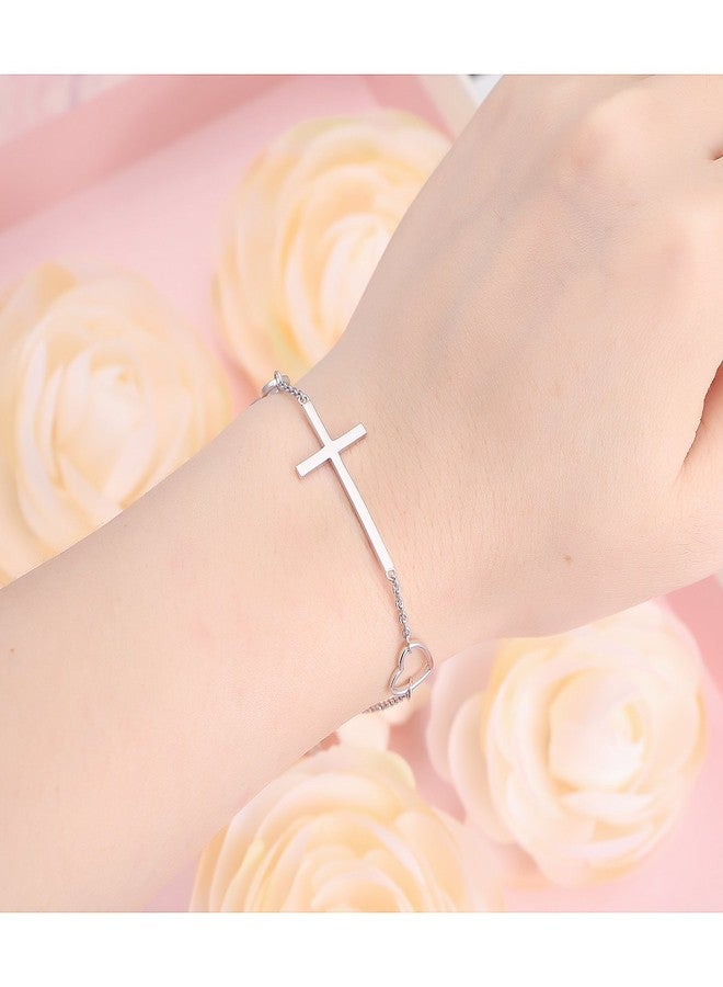DAOCHONG 925 Sterling Silver Religious Cross Bracelet In Faith Hope Love Bracelet Christian Infinity Love Classic Jewelry 7 inches to 9 inches - Image 2