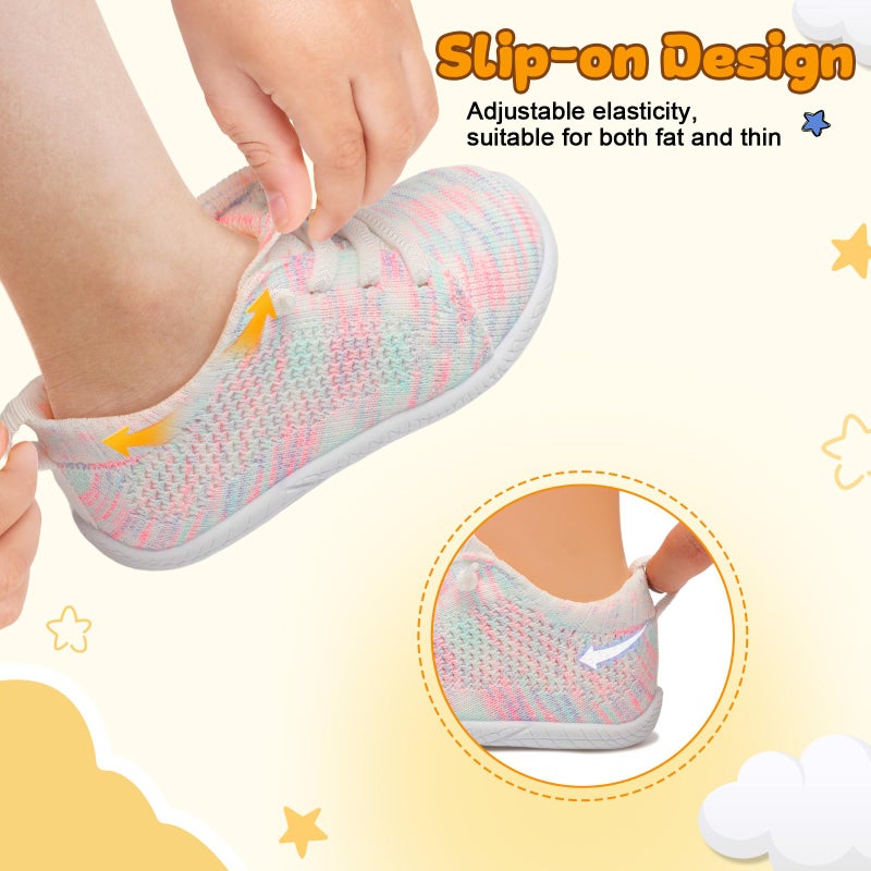 LeIsfIt Toddler Barefoot Shoes for Boys & Girls Slip-On Walking Shoes Breathable & Lightweight Sneakers Casual School Shoe Colorful 4-5 Toddler - Image 5