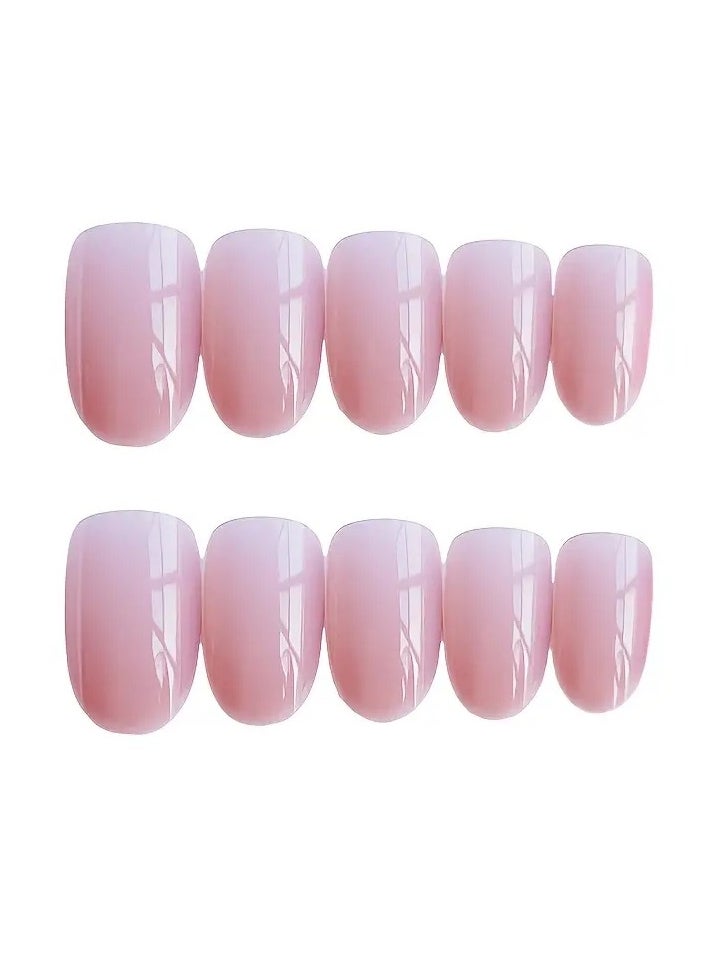ORiTi Nude Pink Press On Nails Short Length Fake Nails Oval Shape False Nails Acrylic Full Cover Artificials Nails For Women And Girls ,Without acetone  - Image 2