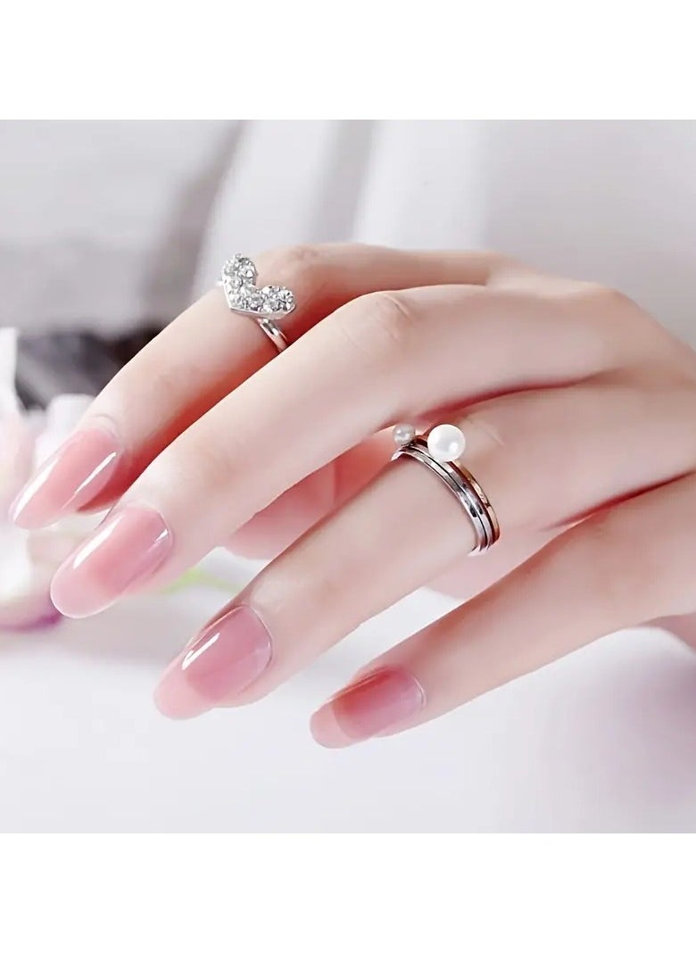 ORiTi Nude Pink Press On Nails Short Length Fake Nails Oval Shape False Nails Acrylic Full Cover Artificials Nails For Women And Girls ,Without acetone  - Image 3