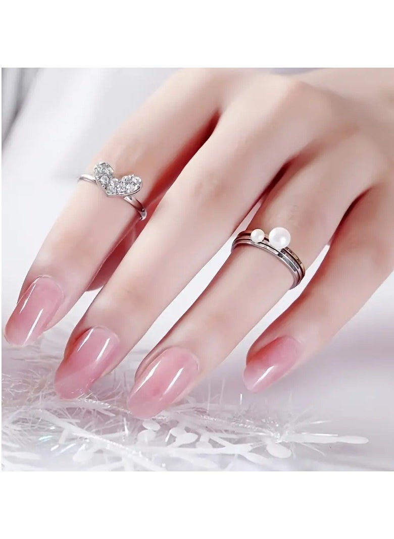 ORiTi Nude Pink Press On Nails Short Length Fake Nails Oval Shape False Nails Acrylic Full Cover Artificials Nails For Women And Girls ,Without acetone  - Image 5