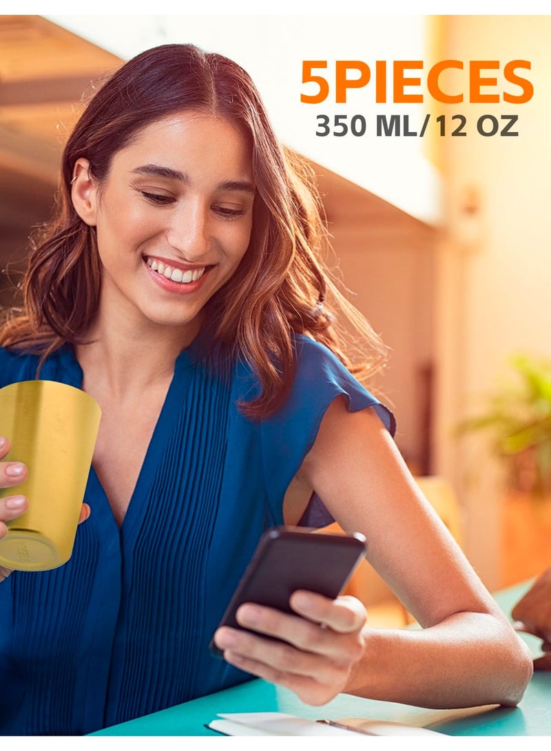 Excefore طقم من 2 أكواب فولاذية مقاومة للصدأ معزولة، 12 أونصة جدار مزدوج حاويات معدنية صغيرة، قابلة لإعادة الاستخدام وغير قابلة للكسر للاستخدام الداخلي/الخارجي - مثالي للحفلات، المكتب والتخييم (ذهبي) - Image 5