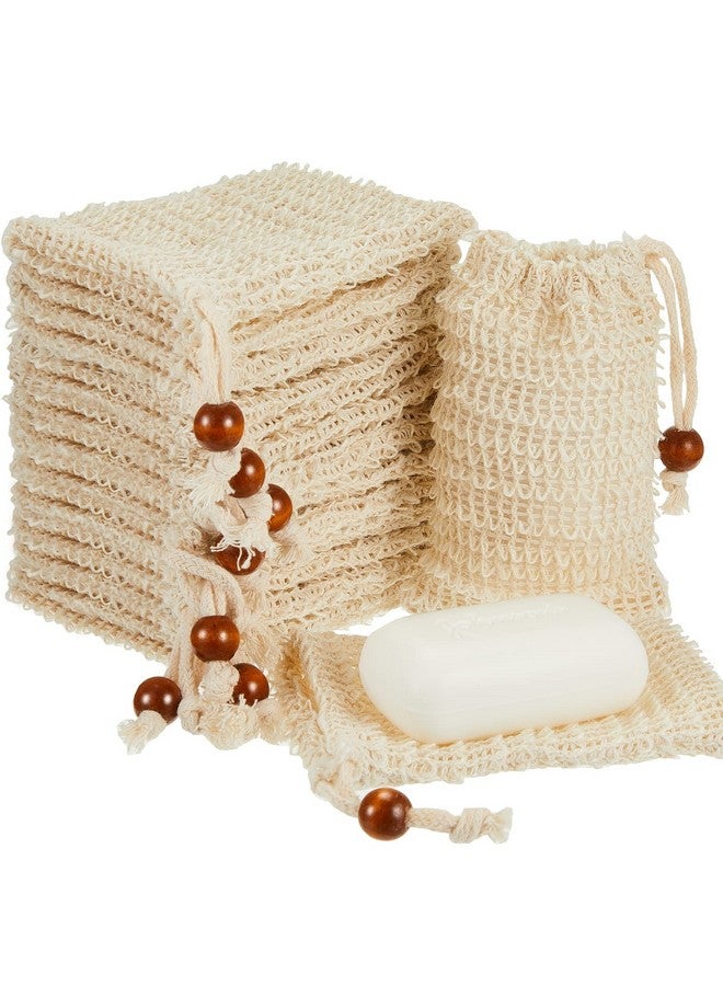 Cunhill Cunhill Soap Saver Bag Sisal Soap Bag Exfoliating Soap Pouch with Drawstring Bar Soap Bag with Wooden Bead Foaming and Drying Soap Exfoliating Net Soap Saver for Bath and Shower(40 Pack) - Image 1