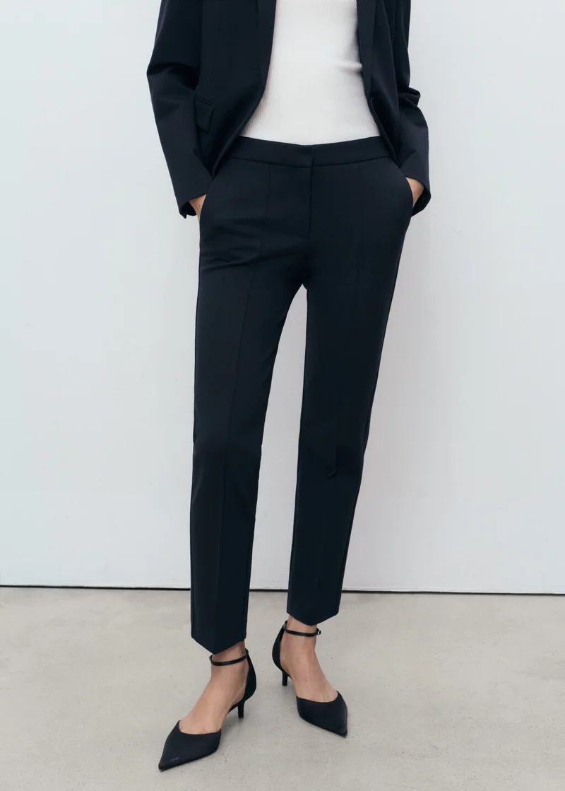 MANGO Straight mid-rise trousers