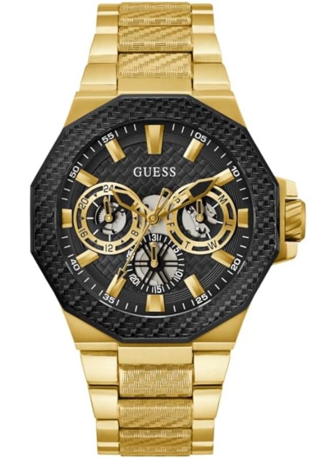 GUESS Men's 45mm Watch - Gold Tone Bracelet Black Dial Two-Tone Case - Image 1
