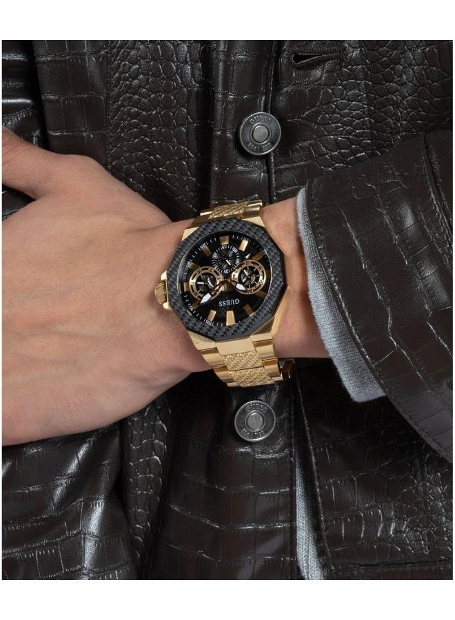 GUESS Men's 45mm Watch - Gold Tone Bracelet Black Dial Two-Tone Case - Image 4