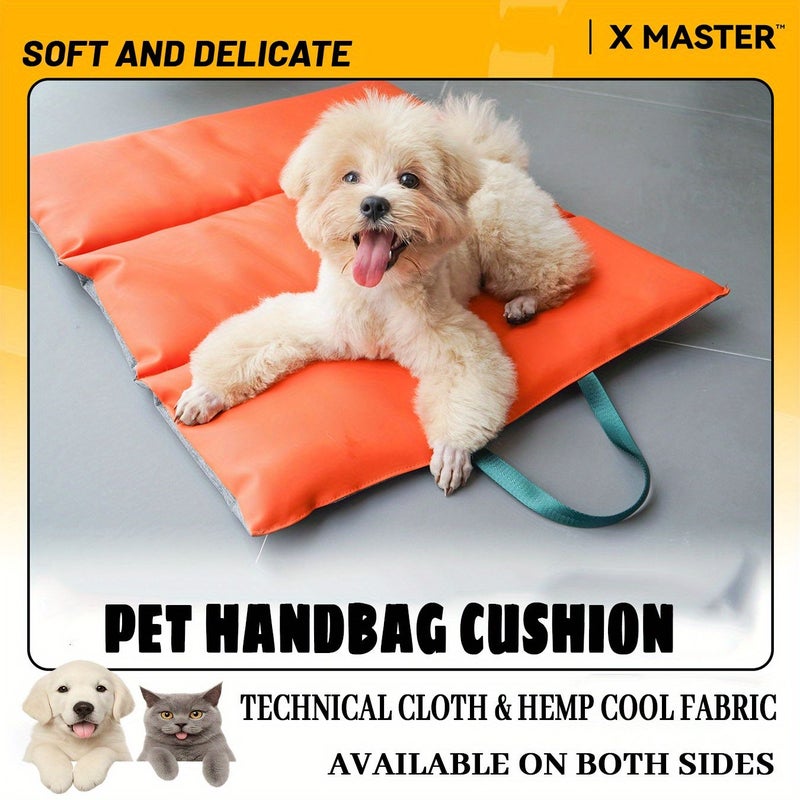 A Single Pet Cushion with Tech Fabric and Linen Texture Two Sides Use Dirt Hair Odor Resistant Bag Design Easy Carry Suitable for Pet Mattress Car Backrest Lake Blue Size L - Image 1