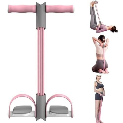 Optifit® 6-Tube Elastic Yoga Pedal Puller Resistance Band, Fitness Tension Rope with Wider Pedal, Pull Reducer Training Bands, Leg Exercise Equipment, Stretching Band for Abdomen/Waist/Leg, Pink - Image 1