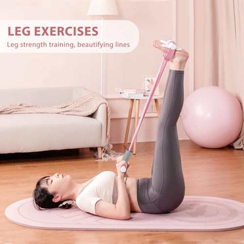 Optifit® 6-Tube Elastic Yoga Pedal Puller Resistance Band, Fitness Tension Rope with Wider Pedal, Pull Reducer Training Bands, Leg Exercise Equipment, Stretching Band for Abdomen/Waist/Leg, Pink - Image 5