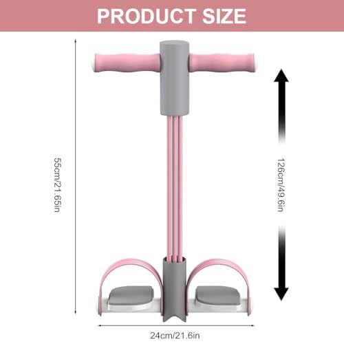Optifit® 6-Tube Elastic Yoga Pedal Puller Resistance Band, Fitness Tension Rope with Wider Pedal, Pull Reducer Training Bands, Leg Exercise Equipment, Stretching Band for Abdomen/Waist/Leg, Pink - Image 2