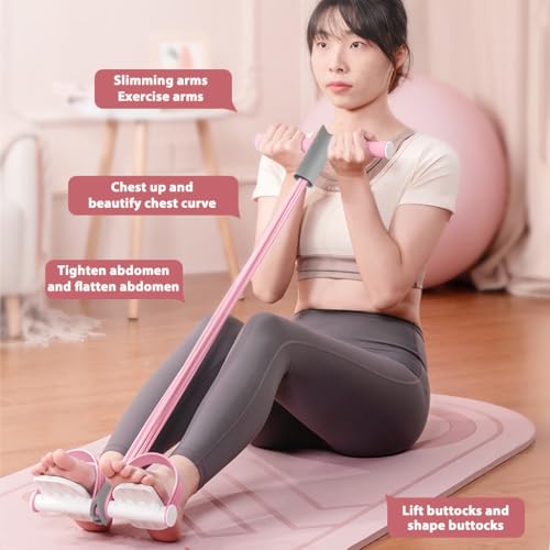 Optifit® 6-Tube Elastic Yoga Pedal Puller Resistance Band, Fitness Tension Rope with Wider Pedal, Pull Reducer Training Bands, Leg Exercise Equipment, Stretching Band for Abdomen/Waist/Leg, Pink - Image 3