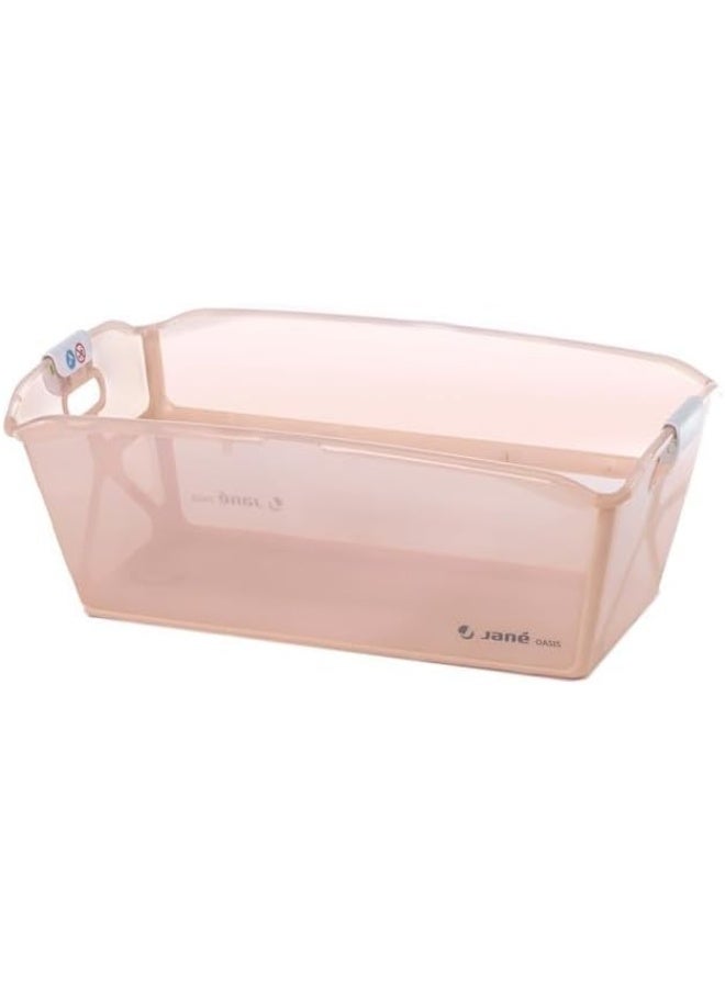 JANE حوض استحمام الأطفال القابل للطي من أواسي - مدمج، سهل الطي مع قاعدة متينة للاستحمام للمواليد والرضع (وردي) - Image 1