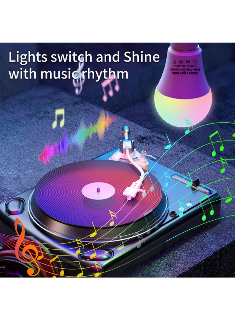 YOUGE 2Pcs Smart Light Bulb, Multi Color Changing Dimmable Smart Wifi And Bluetooth Compatible With Alexa And Google Home Assistant(15W） - Image 4