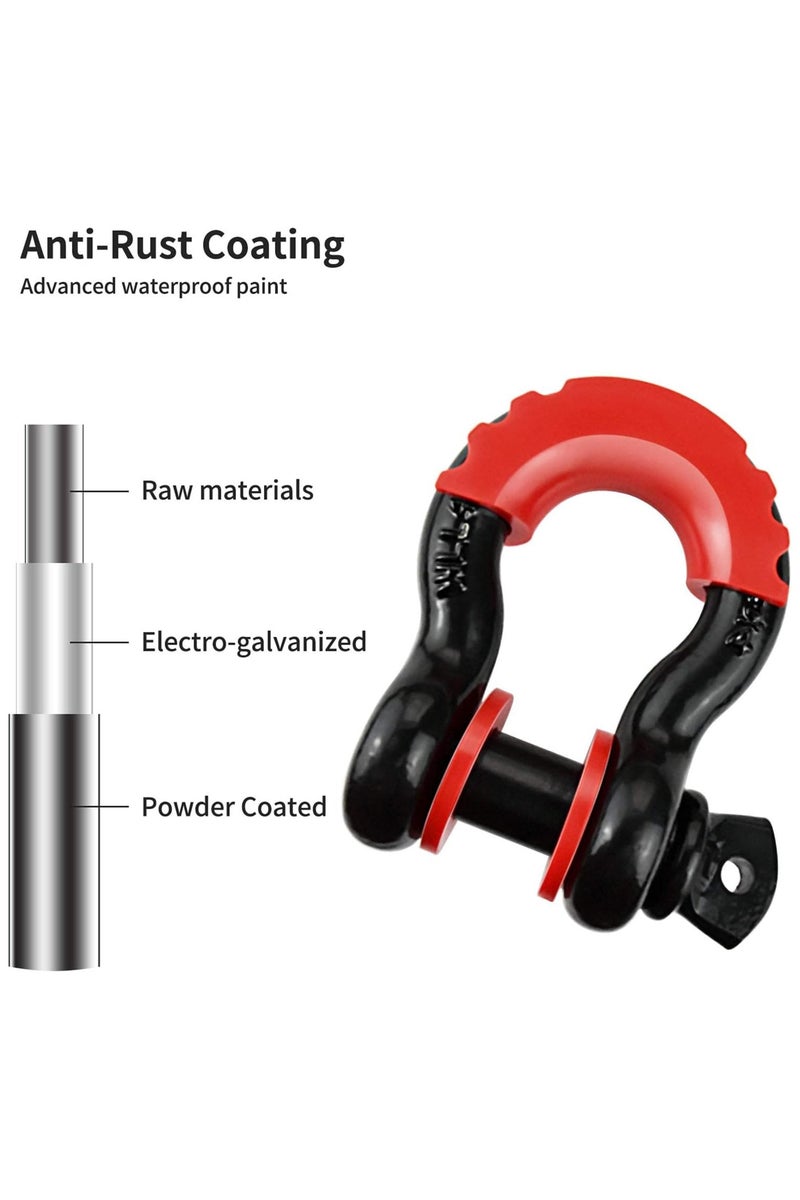 D Ring Shackles 2 Pack 3/4 Inch Shackles with 7/8 Inch Pin Isolators and Washers for Vehicle Recovery - Image 3