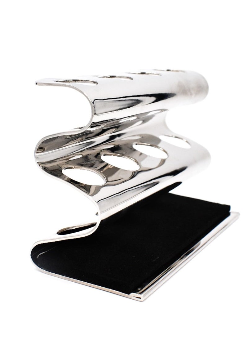 Parker Safety Razor - Parker Double Edge Razor Stand - Solid Brass with Mirror Chrome Finish -Holds 4 Razors - Parker Stand with Padded Base - Excellent Storage for Long Handled Double Edge Safety Razors - Image 1
